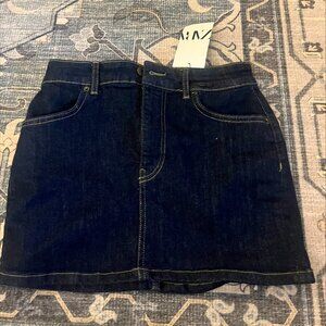 zara mini dark blue jean skirt